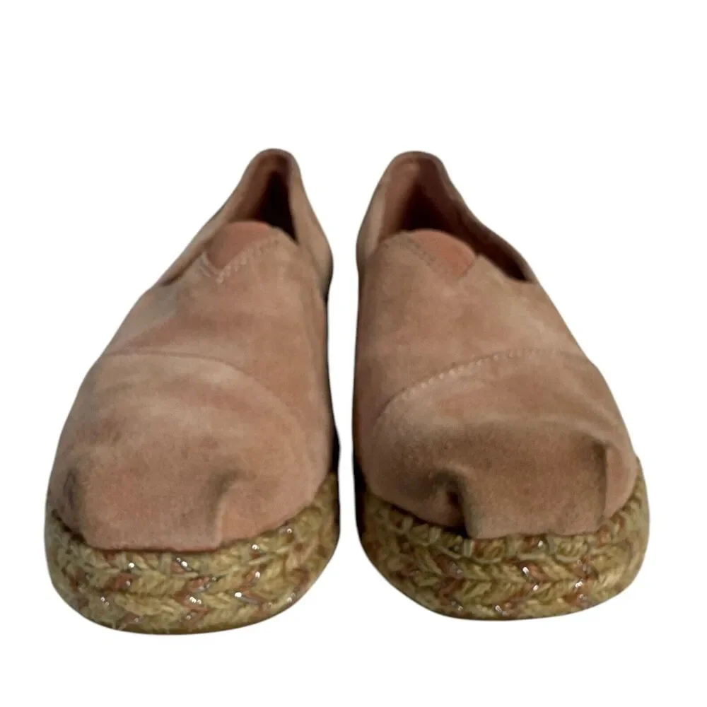 Toms Womans Shoes Pink Suede Rope Boho Loafer Slide Comfort Barbie Size‎ 6 SU
